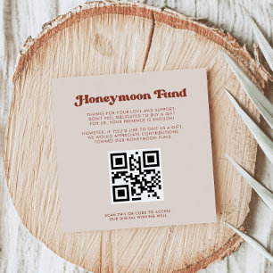 Snyggt retro Peach Rosa Honeymoon-fond QR-kod Tilläggskort