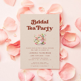 Snyggt retro Peach Rosa Möhippa Tea Inbjudningar