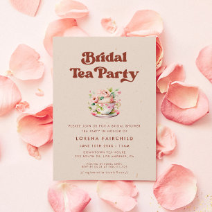 Snyggt retro Peach Rosa Möhippa Tea Inbjudningar