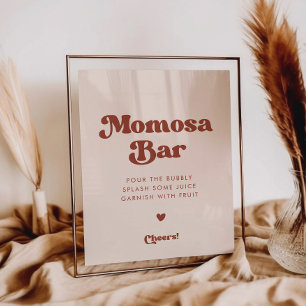 Snyggt retro Peach Rosa Momosa pub-tecken Poster