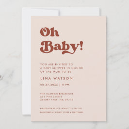 Snyggt retro Peach Rosa Oh Baby Inbjudningar