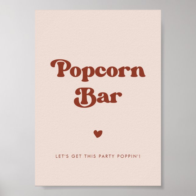 Snyggt retro Peach Rosa Popcorn pub Poster (Framsidan)