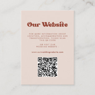 Snyggt retro Peach Rosa QR-kod bröllop webbplats Tilläggskort