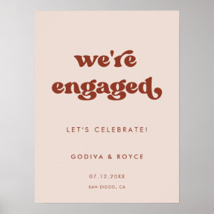Snyggt retro Peach Rosa Vi engagerar oss Poster