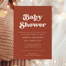 Snyggt retro Terracotta Baby Shower Inbjudningar