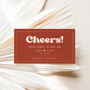 Snyggt retro Terracotta Bröllop Drink biljett