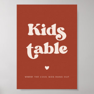 Snyggt retro Terracotta Bröllop Kids Bord Poster