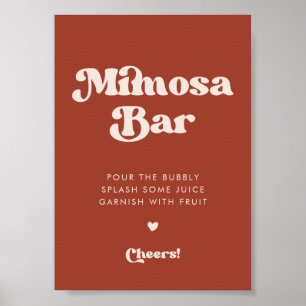 Snyggt retro Terracotta Bröllop Mimosa pub tecken Poster