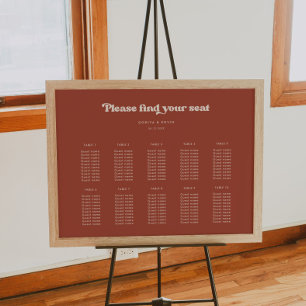 Snyggt retro Terracotta Bröllop sittande diagram Poster