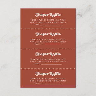 Snyggt retro Terracotta Diaper Raffle-spelkort Tilläggskort
