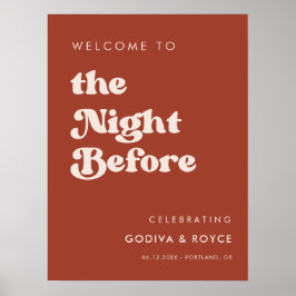 Snyggt retro Terracotta Natt före välkomstdagen Poster