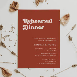 Snyggt retro terracotta Rehearsal Middag Inbjudningar
