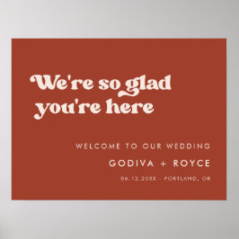 Snyggt retro Terracotta Så glad att du är här Poster