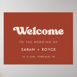 Snyggt retro Terracotta Välkommen till bröllop Poster