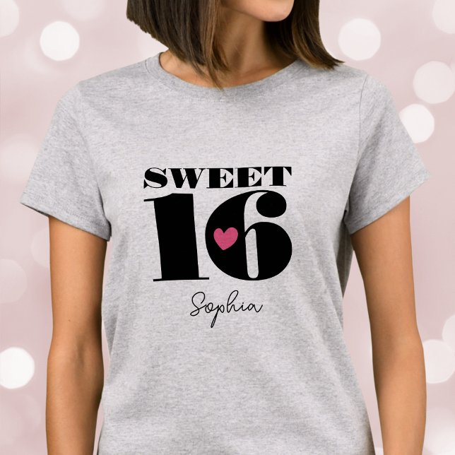 Snyggt Retro Typography Sweet sixteen Black Rosa T Shirt (Skapare uppladdad)