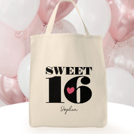 Snyggt Retro Typography Sweet sixteen Black Rosa Tygkasse