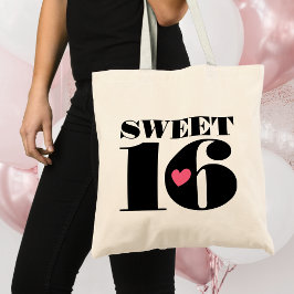 Snyggt Retro Typography Sweet sixteen Black Rosa Tygkasse