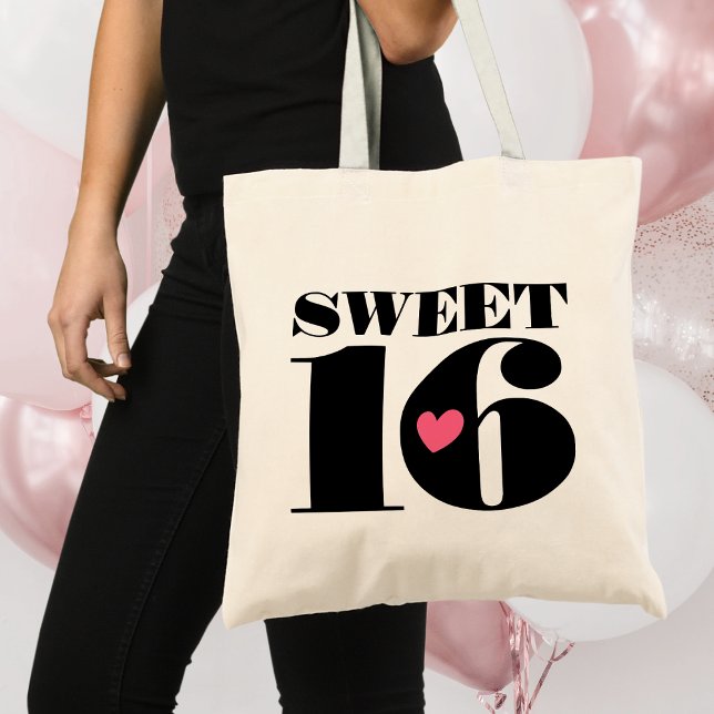 Snyggt Retro Typography Sweet sixteen Black Rosa Tygkasse (Skapare uppladdad)