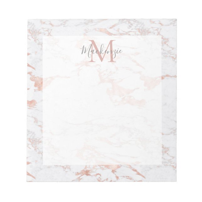 Snyggt Ro Gold Foil Marble Monogram Anteckningsblock (Framsida)