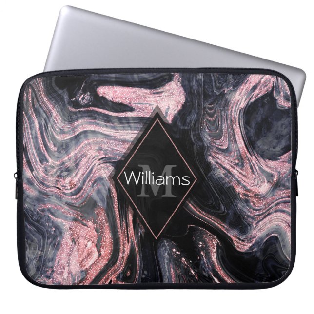 Snyggt ro guld abstrakt marbleiserad design laptop sleeve (Framsidan)
