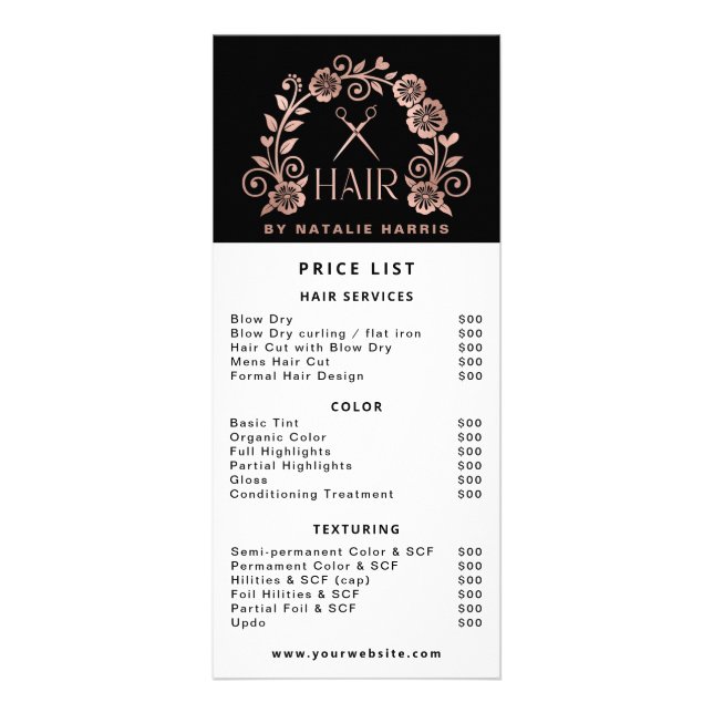 Snyggt Ro Guld & Black Hair Pris Reklamkort (Framsidan)