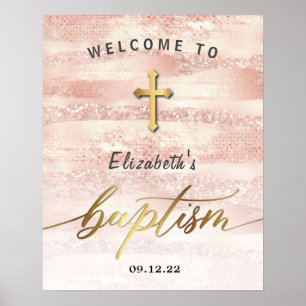 Snyggt Ro Guld Flickans baptism Välkommen Poster