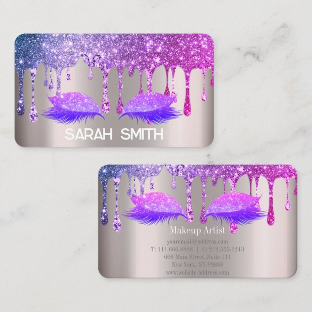 Snyggt Ro Guld, Glitter driver Eyelash Visitkort (Fram/baksida)