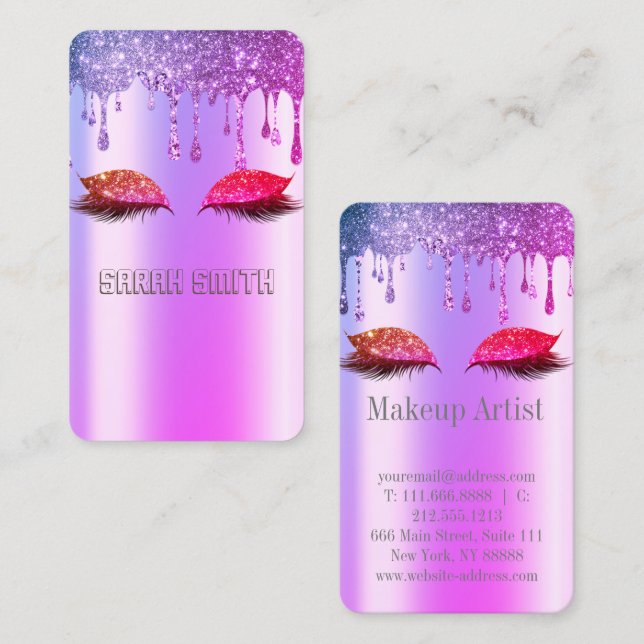 Snyggt Ro Guld, Glitter driver Eyelash Visitkort (Fram/baksida)