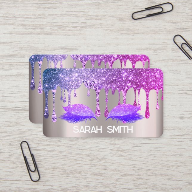 Snyggt Ro Guld, Glitter driver Eyelash Visitkort (Fram/Back In Situ)