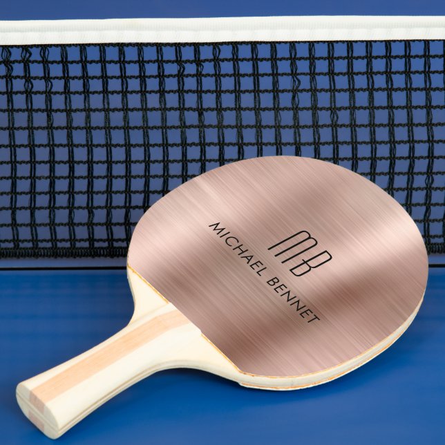 Snyggt Ro Guld Metallic Monogram Namn Pingisracket (Insitu)