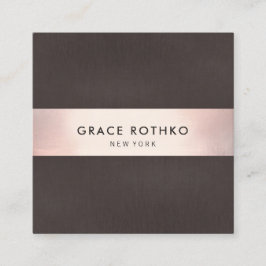 Snyggt Ro Guld Rand Brownn Linen Fyrkantigt Visitkort