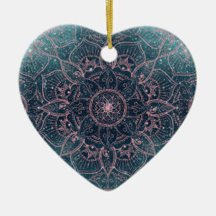 Snyggt Ro Mandala Blue Nebula Stars design Julgransprydnad Keramik