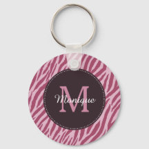 Snyggt Ro Rosa Zebra tryck Monogram och Namn