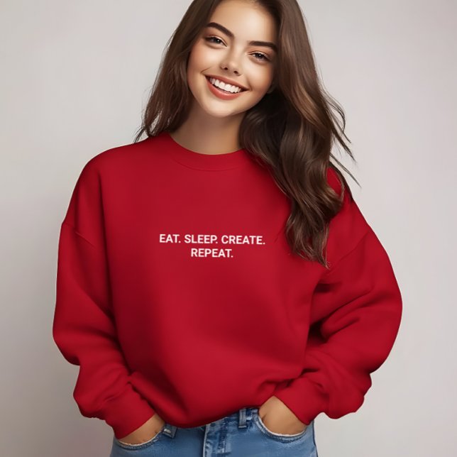 Snyggt Röd ört Skapa Upprepa slump T Shirt (Stylish Red Eat Sleep Create Repeat Slogan T-Shirt)