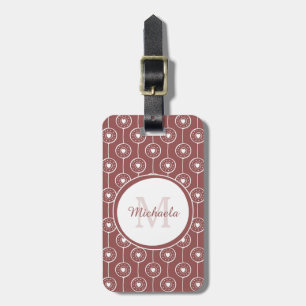 Snyggt Rödaktig brun Hearts Monogram och Namn Bagagebricka