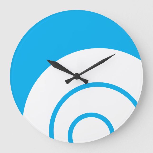 Snyggt Roligt White Concentric Rand på Azure Blue Stor Klocka (Framsida)