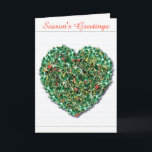 Snyggt romantic Holly Heart-julkort Helgkort<br><div class="desc">Ett julkort med en poäng. Snyggt och romantik,  skicka nån ditt rödberusade hjärta den här jultiden.</div>