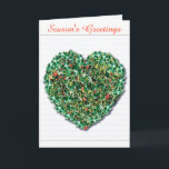 Snyggt romantic Holly Heart-julkort Helgkort<br><div class="desc">Ett julkort med en poäng. Snyggt och romantik,  skicka nån ditt rödberusade hjärta den här jultiden.</div>