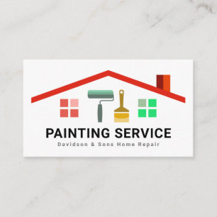 Snyggt Rooftop Byggnad Ram Paint Pensel Visitkort