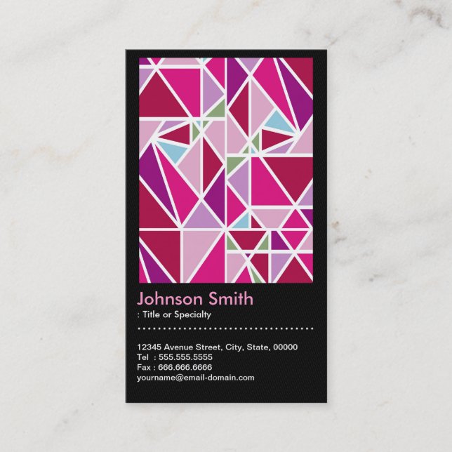 Snyggt Rosa Abstrakt Diamond Mönster QR-kod Visitkort (Framsida)