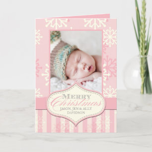 SNYGGT ROSA BABY KRISTMAS-FOTOKORT HELGKORT