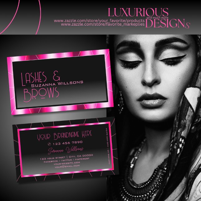 Snyggt Rosa Black Gradient Glamous Modern Visitkort (Skapare uppladdad)