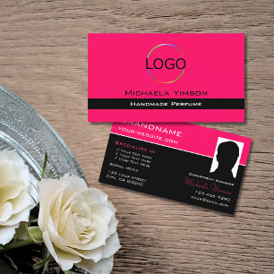 Snyggt Rosa Black med Logotyp och fotoProfessionel Visitkort