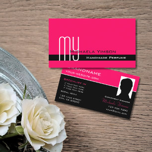 Snyggt Rosa Black med Monogram och Photo Classic Visitkort
