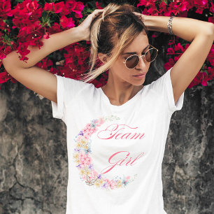 snyggt rosa blommor måne-teamets babydusch t shirt