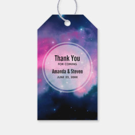 Snyggt Rosa & Blue Galaxy Stars Abstrakt Presentetikett