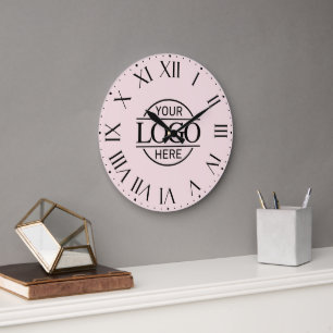 Snyggt Rosa Branded Company Logotyp Anpassningsbar Stor Klocka