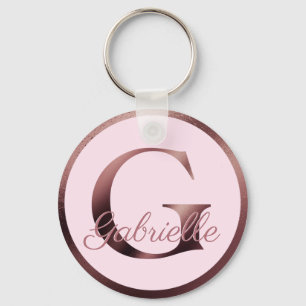 Snyggt Rosa Brev G Ro Guld Metallic Monogram Nyckelring