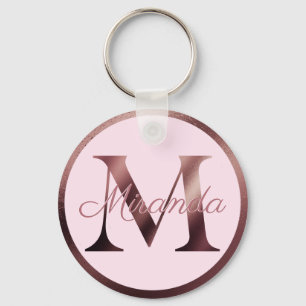 Snyggt Rosa Brev M Ro Guld Metallic Monogram Nyckelring