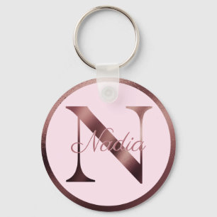 Snyggt Rosa Brev N Ro Guld Metallic Monogram Nyckelring